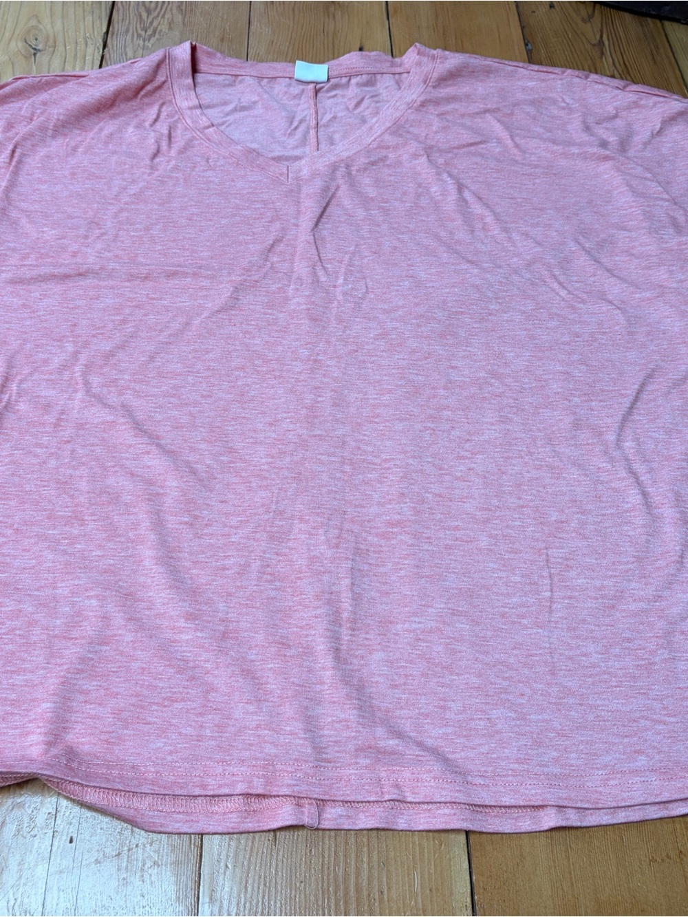 Heathered Pink V‑Neck Short Sleeve Tee